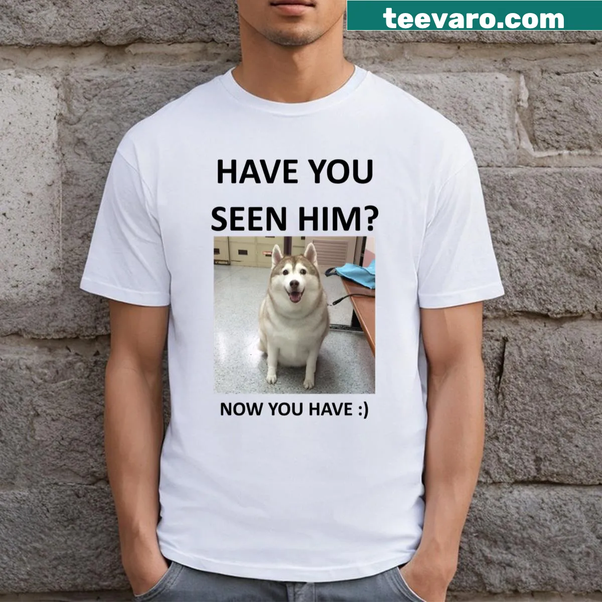 Funny Fat Husky T-shirt with humorous saying and illustration — on a men's t-shirt