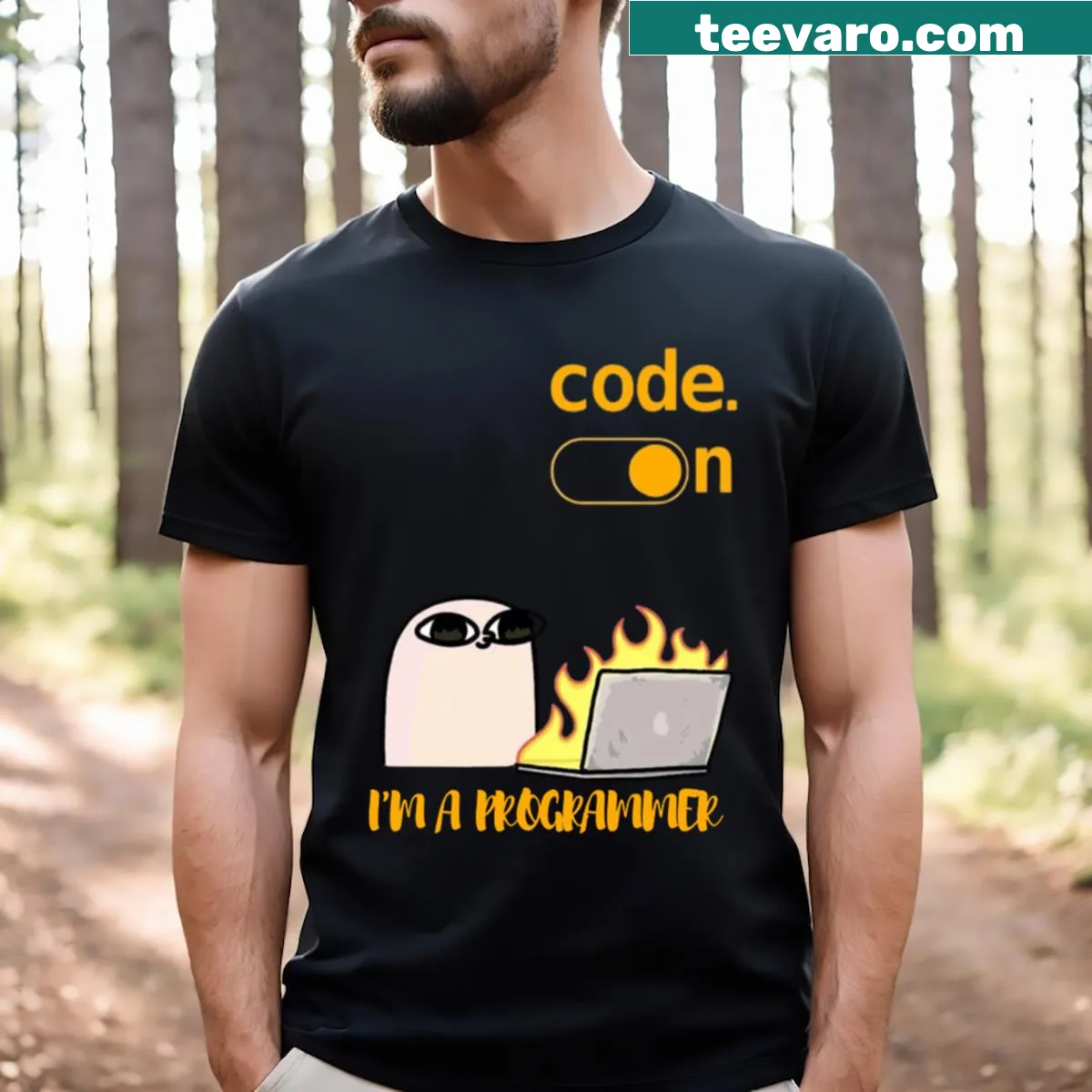 Humorous T-shirt declaring 'I Am A Funny Programmer' — on a men's t-shirt