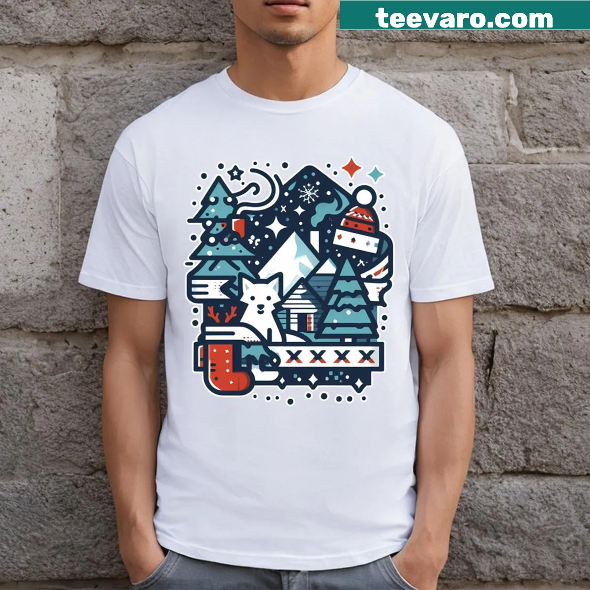 Merry chilling Christmas t-shirt with festive graphics — on a men's t-shirt