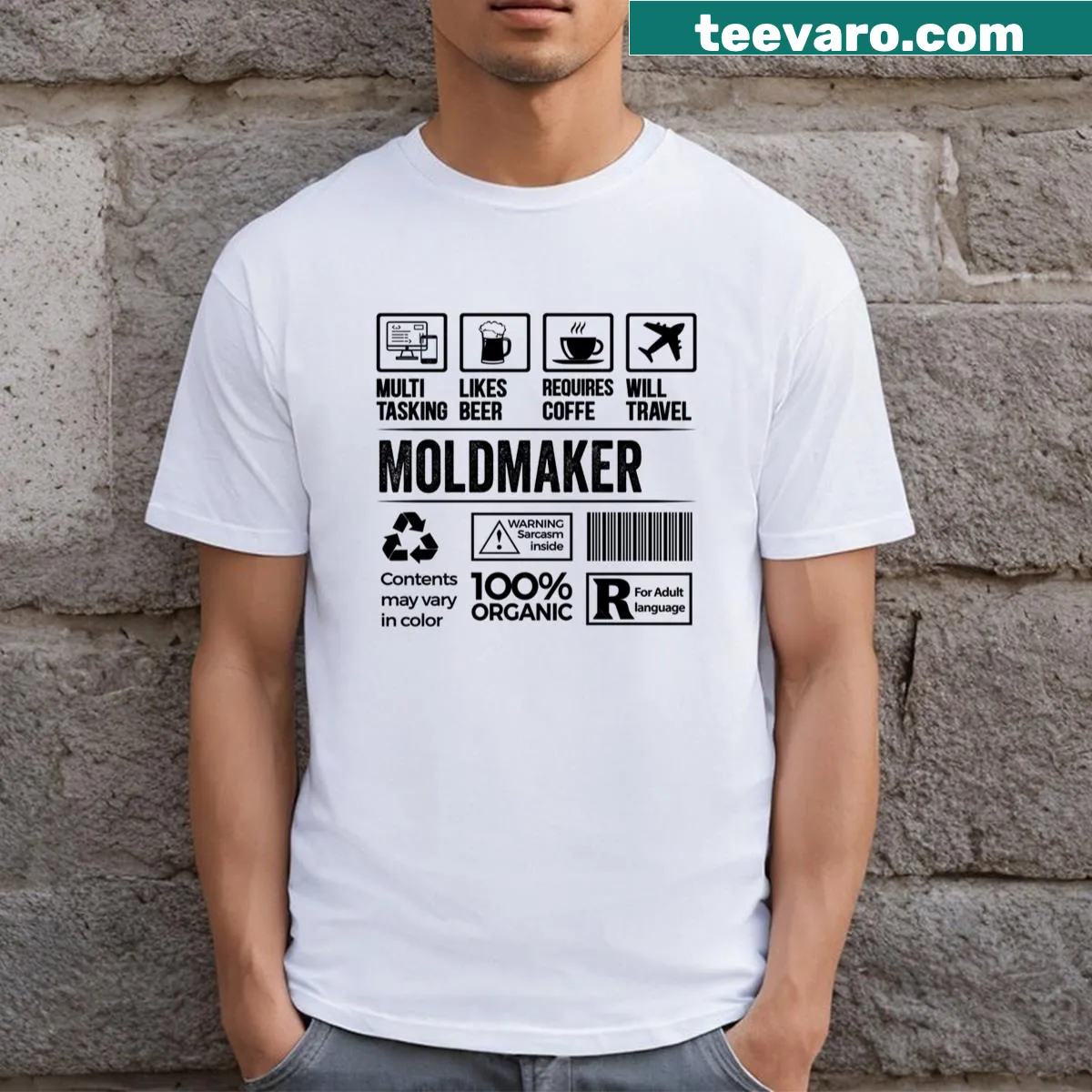 Funny typography T-shirt celebrating moldmakers and their skills — on a men's t-shirt