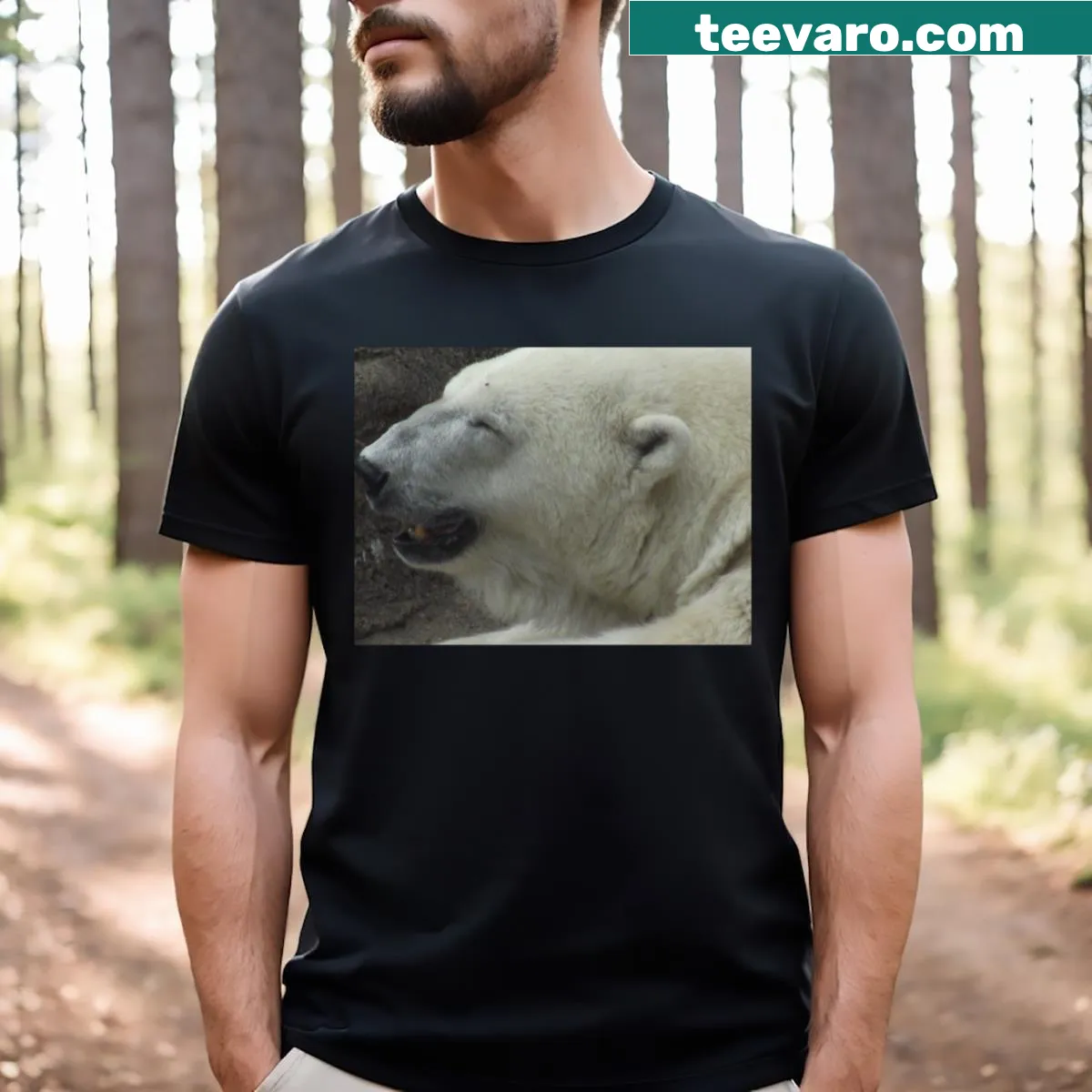 Polar bear graphic inspired by Philadelphia Zoo poster — on a men's t-shirt