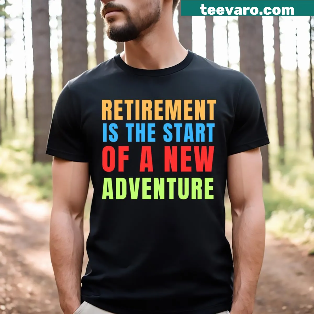 Inspirational retirement T-shirt with typography design — on a men's t-shirt
