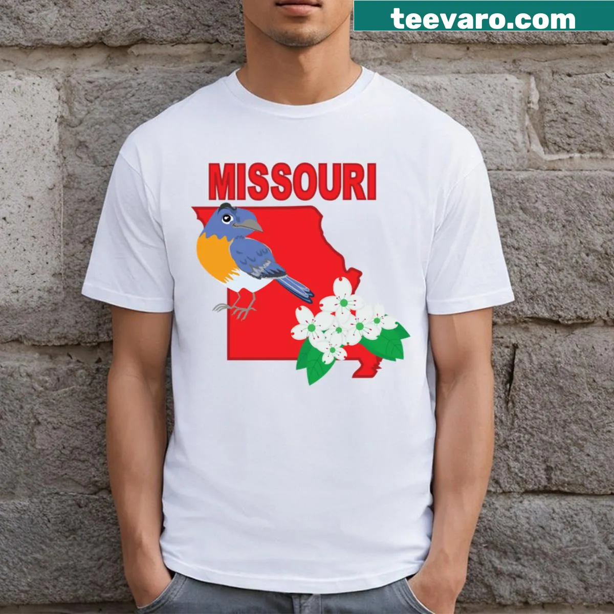 T-shirt showcasing state pride for Missouri with unique graphics. — on a men's t-shirt