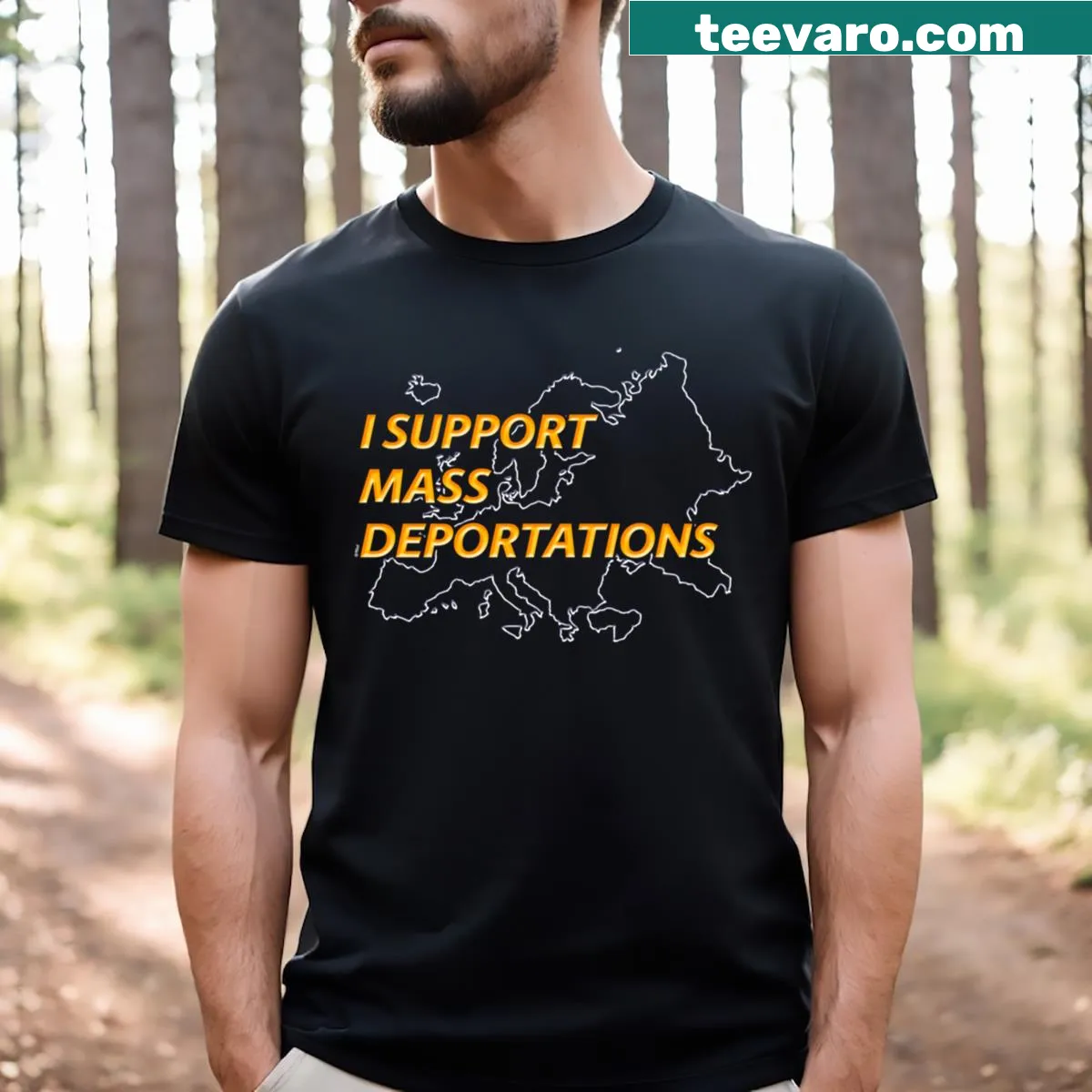 Provocative graphic T-shirt addressing mass deportations — on a men's t-shirt