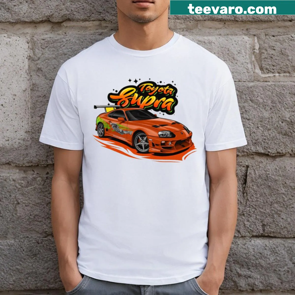 Illustration of Supra Mk4 from Fast And Furious on T-shirt — on a men's t-shirt
