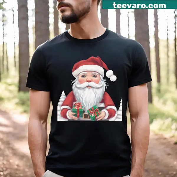 Cute T-shirt featuring a Tiny Santa illustration