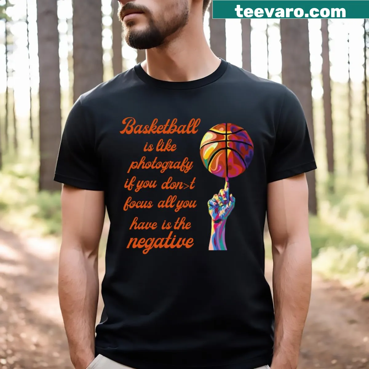 Motivational basketball quote on T-shirt — on a men's t-shirt