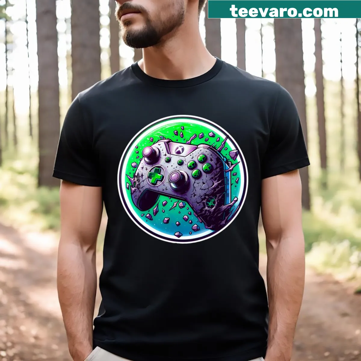 T-shirt with 'Broken Controller Rage II' graphic for gamers — on a men's t-shirt