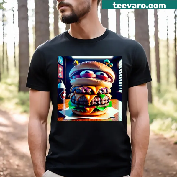 Cartoon Burger Monster T-shirt design for food lovers