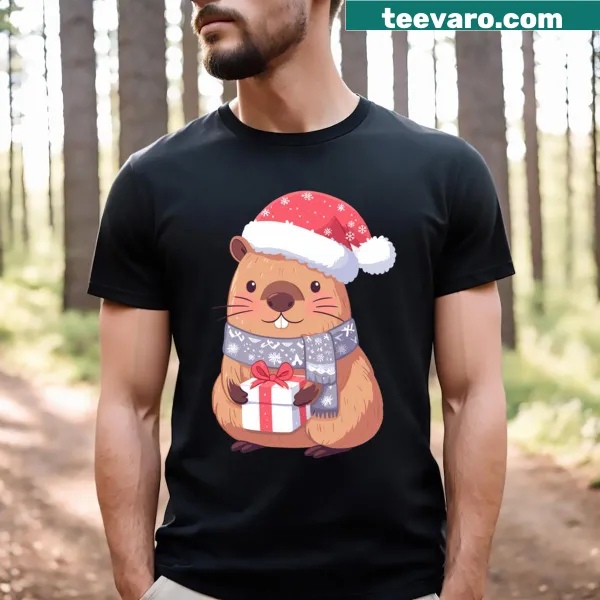 Kawaii capybara Christmas graphic t-shirt