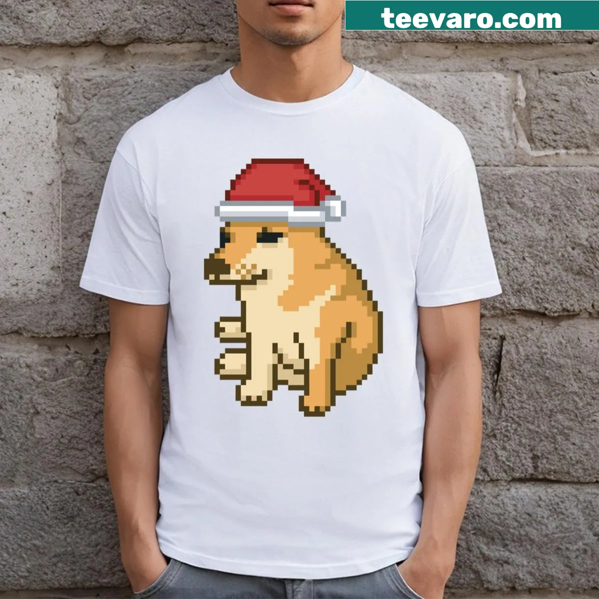 T-shirt featuring a cute graphic for dog lovers celebrating Christmas. — on a men's t-shirt