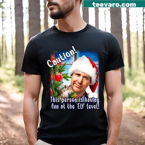 Christmas-themed T-shirt with festive graphics and text