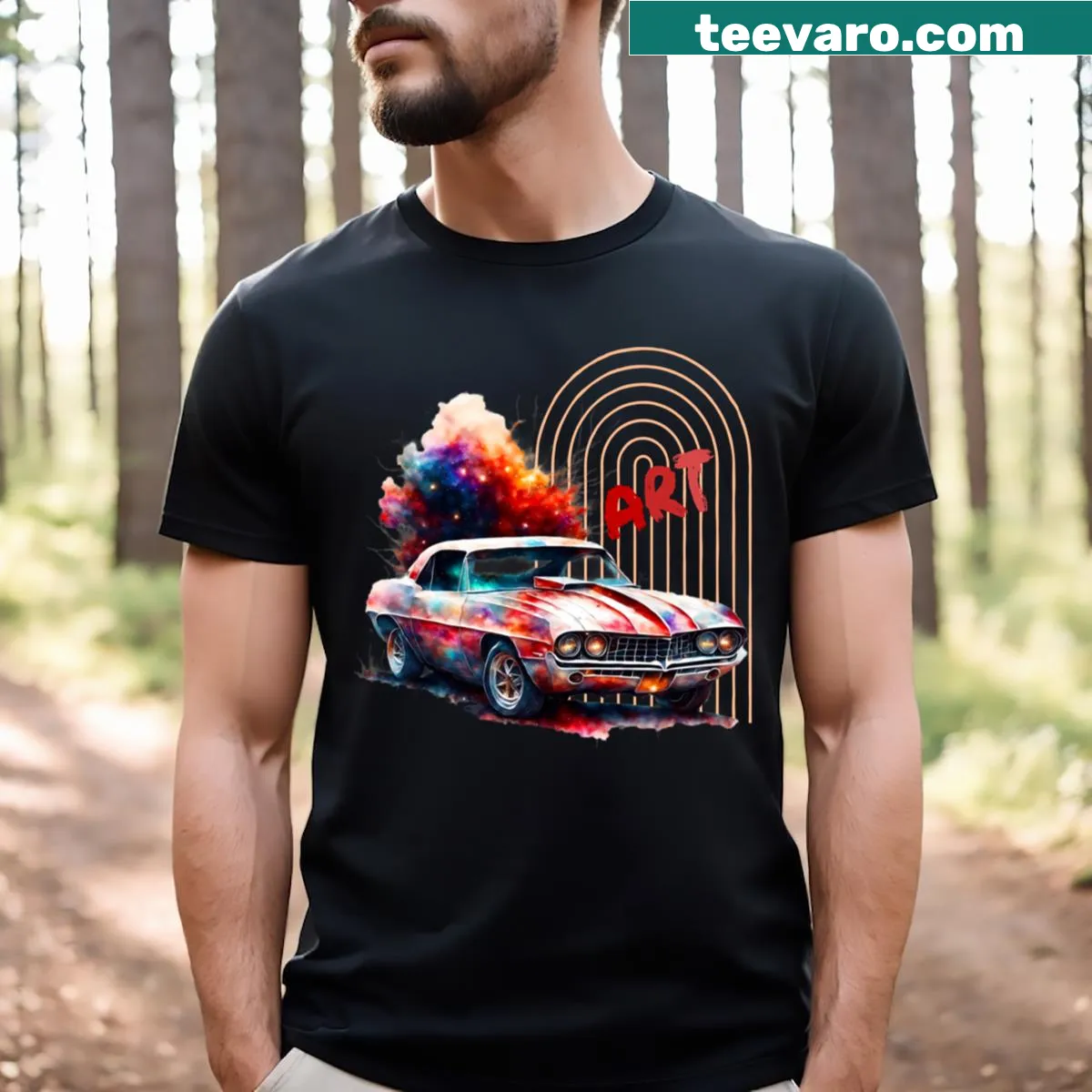 Vintage Auto t-shirt featuring classic car design — on a men's t-shirt