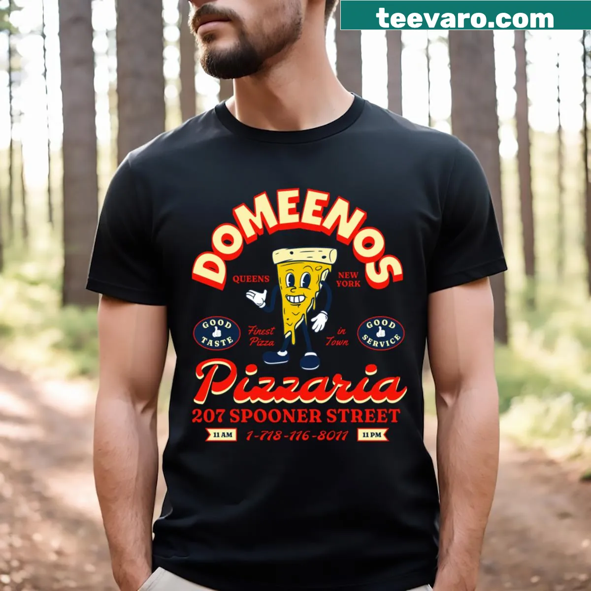 Domeenos Pizzeria graphic on a T-shirt — on a men's t-shirt