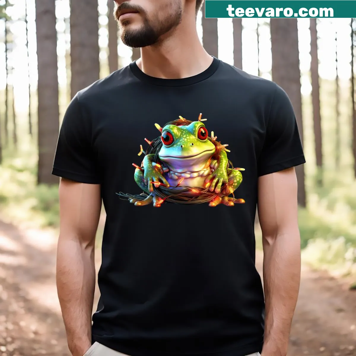 Funny Christmas t-shirt with a frog for animal lovers — on a men's t-shirt