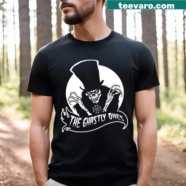 Haunting graphic of a ghastly figure on T-shirt