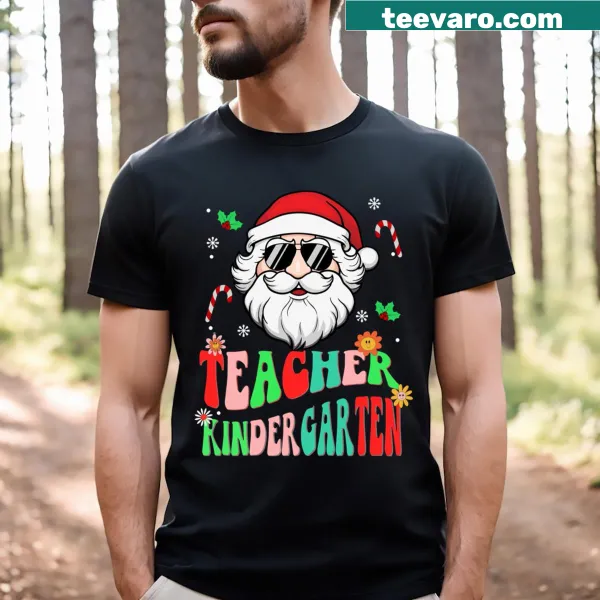 Teacher t-shirt with Christmas Santa design for holiday spirit