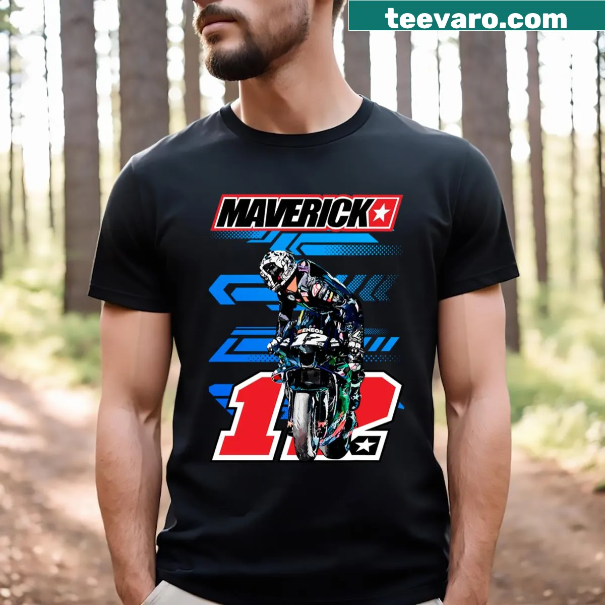 Maverick Vinales number 12 graphic on a T-shirt — on a men's t-shirt