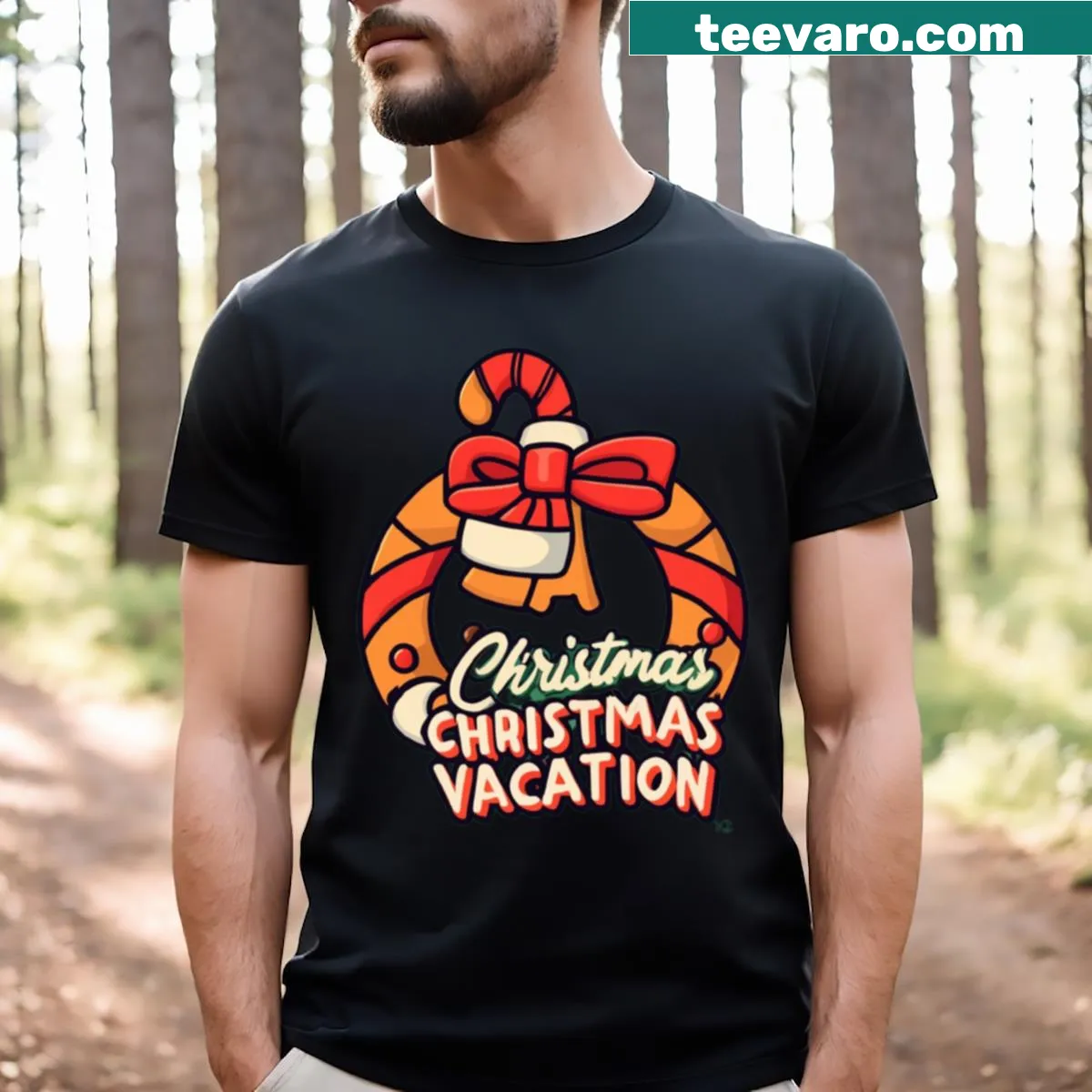 Funny text design celebrating National Lampoon's Christmas Vacation. — on a men's t-shirt
