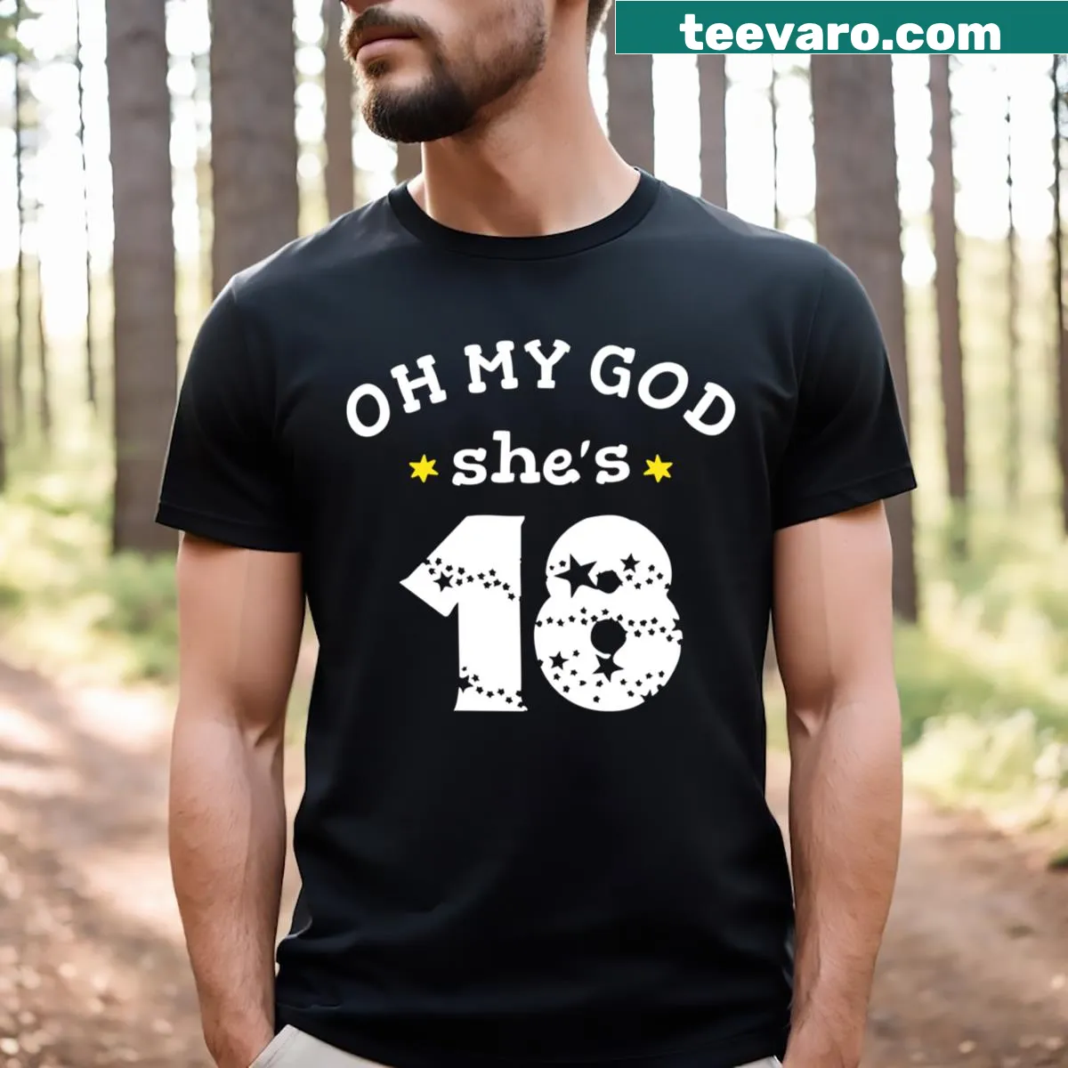 T-shirt with humorous text celebrating a girl's 18th birthday — on a men's t-shirt