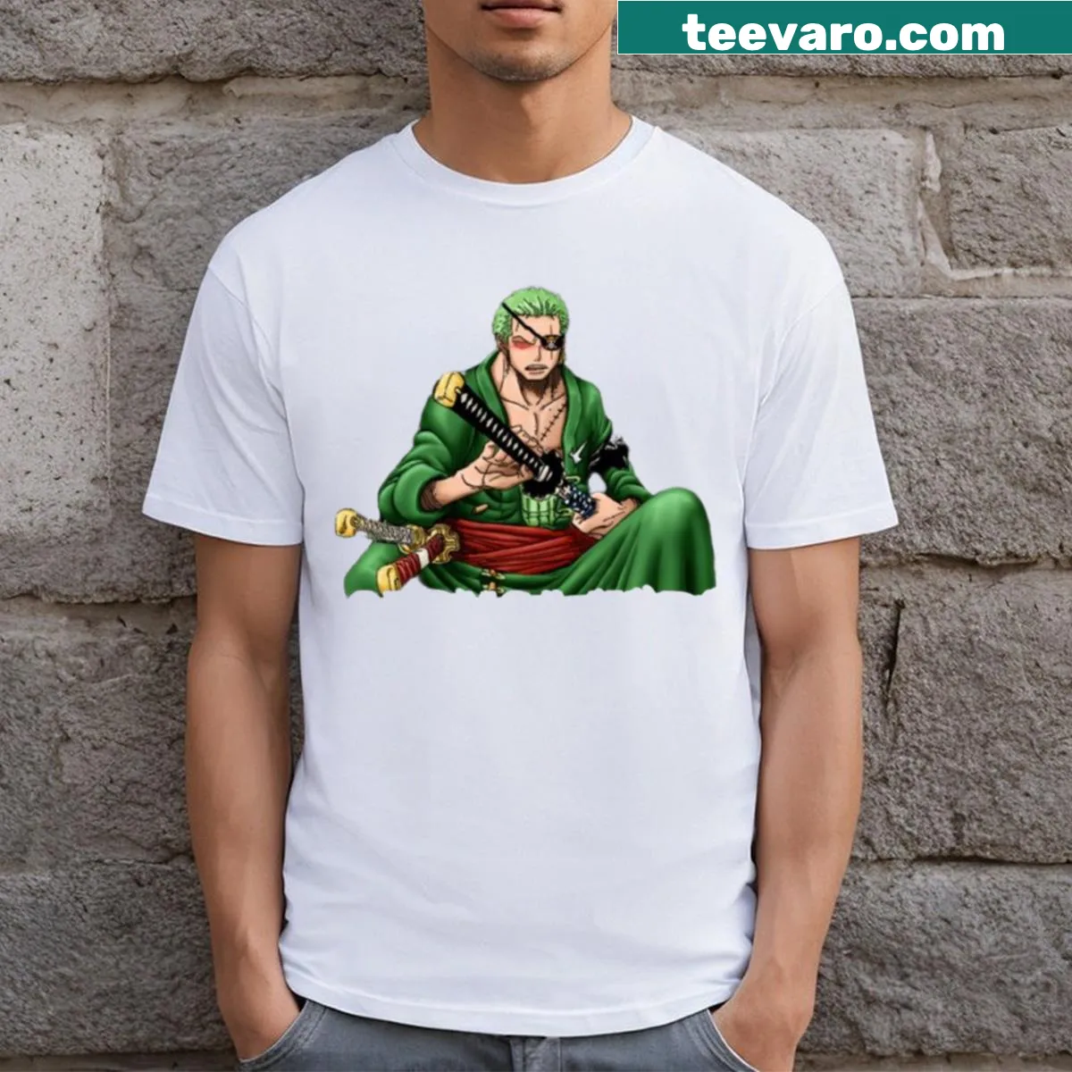 Illustration of Zoro as the King of Hell — on a men's t-shirt