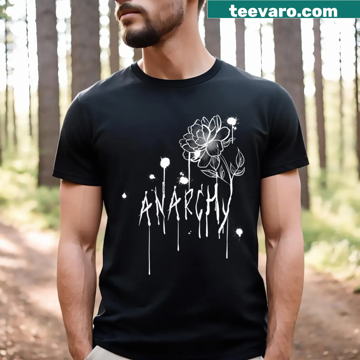 Graphic T-shirt with Anarchy theme — on a men's t-shirt