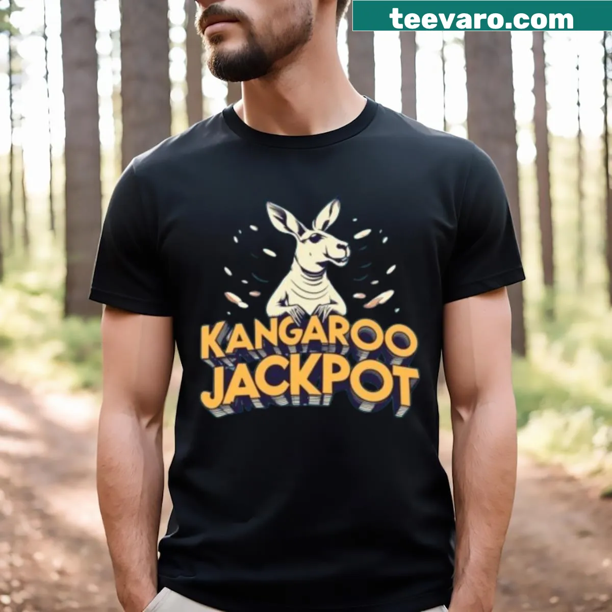 Typographic t-shirt featuring Blendmasters Kang design — on a men's t-shirt