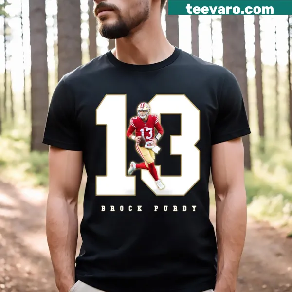 Brock Purdy T-shirt featuring a tribute design for the football star