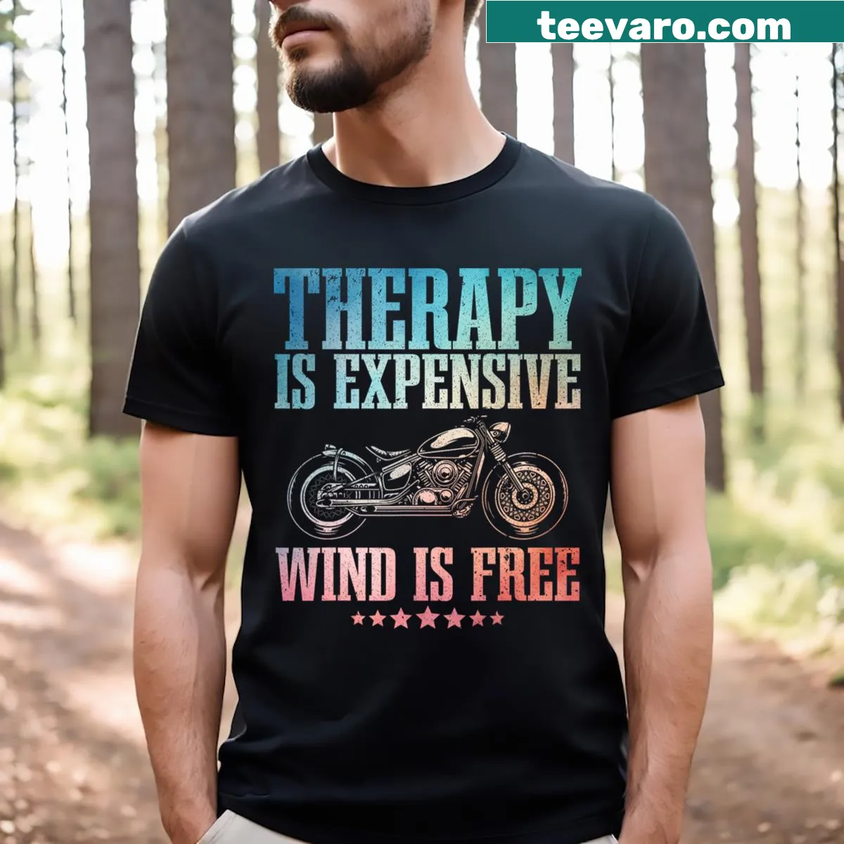 Illustration of a classic motorcycle on a T-shirt for bike lovers — on a men's t-shirt