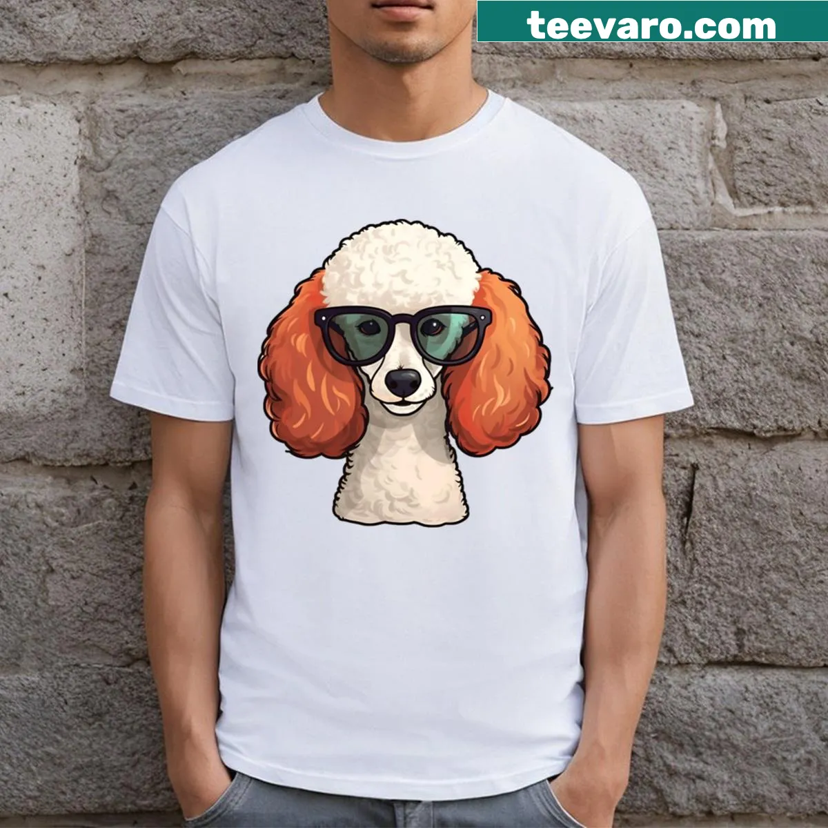 Cute poodle illustration on a t-shirt — on a men's t-shirt
