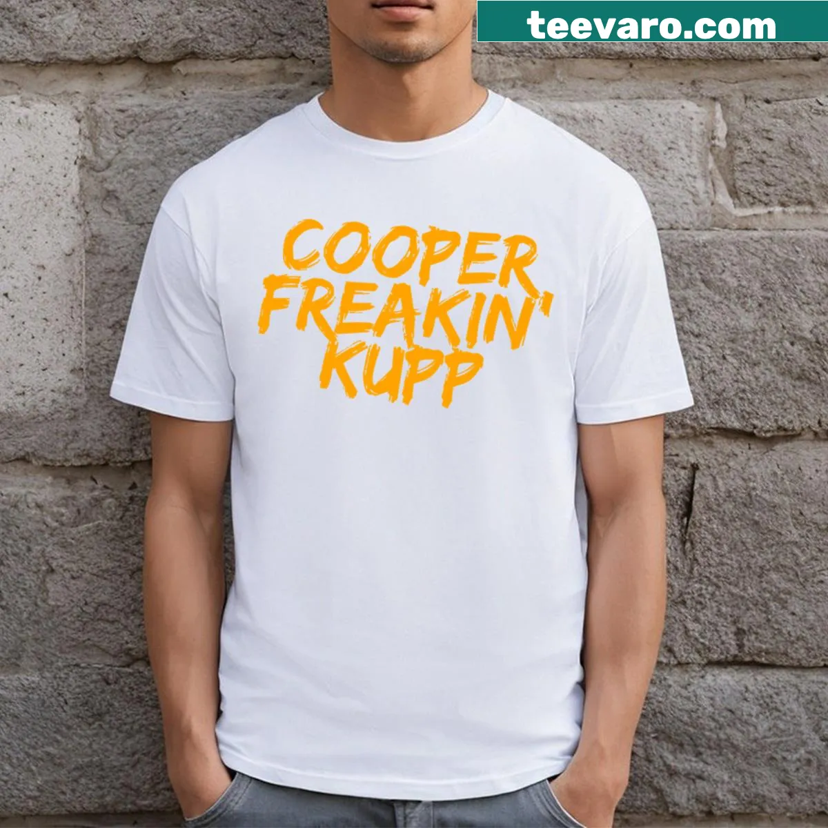Los Angeles Rams T-shirt featuring Cooper Kupp's name — on a men's t-shirt