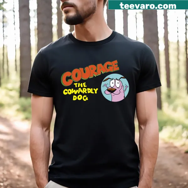 Retro portrait of Courage the Cowardly Dog on a vintage T-shirt