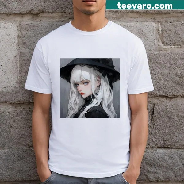 Anime girl in Victorian goth witch attire graphic