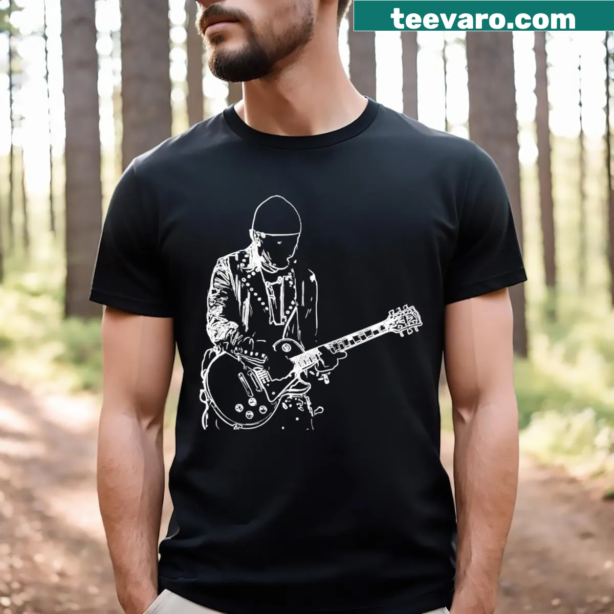 Minimalist edge sketch graphic on a trendy T-shirt. — on a men's t-shirt
