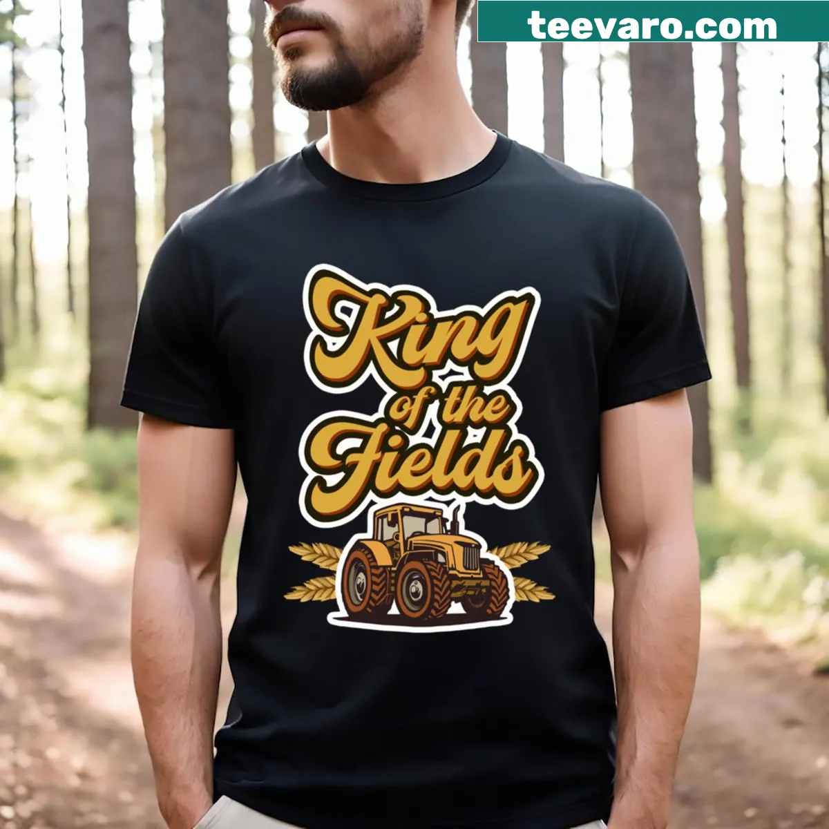 Humorous farmer T-shirt with a tractor-themed quote — on a men's t-shirt