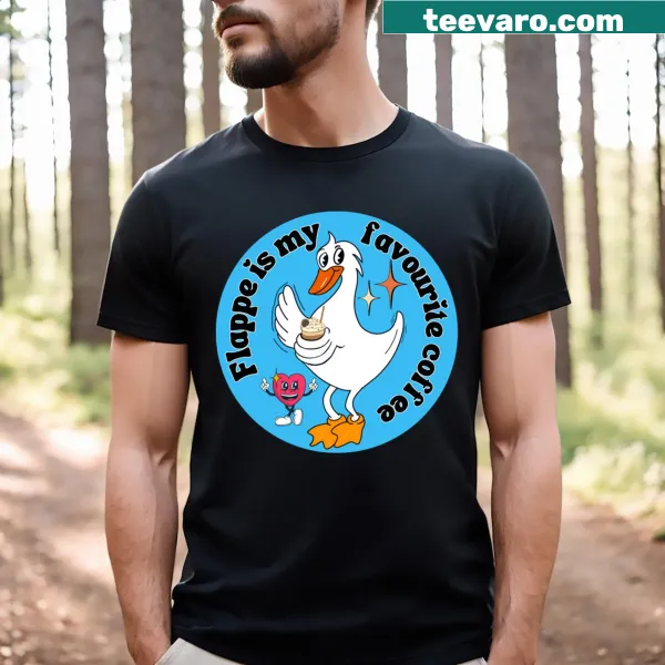 Cute vintage-style duck holding a frappe coffee