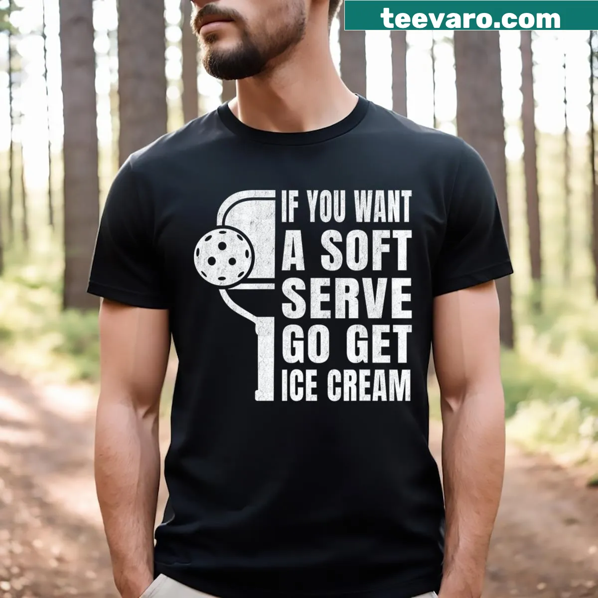 Humorous pickleball graphic on a men's t-shirt — on a men's t-shirt