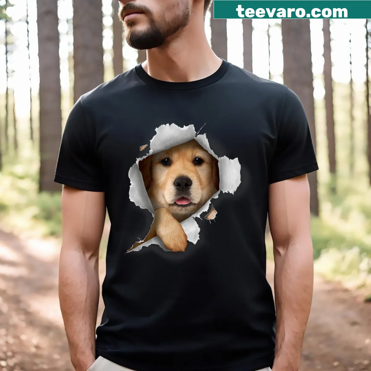 Funny Golden Retriever t-shirt for dog lovers — on a men's t-shirt