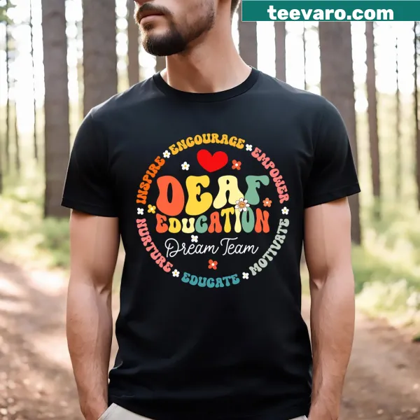 Teacher T-shirt with ASL symbols and 'Dream Team' text