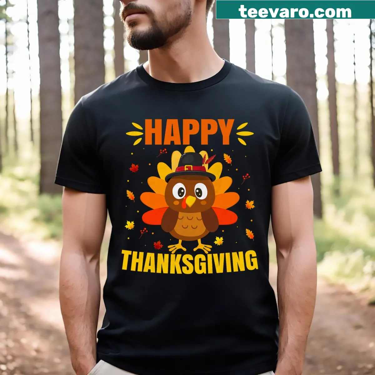 Funny turkey graphic t-shirt for Thanksgiving — on a men's t-shirt
