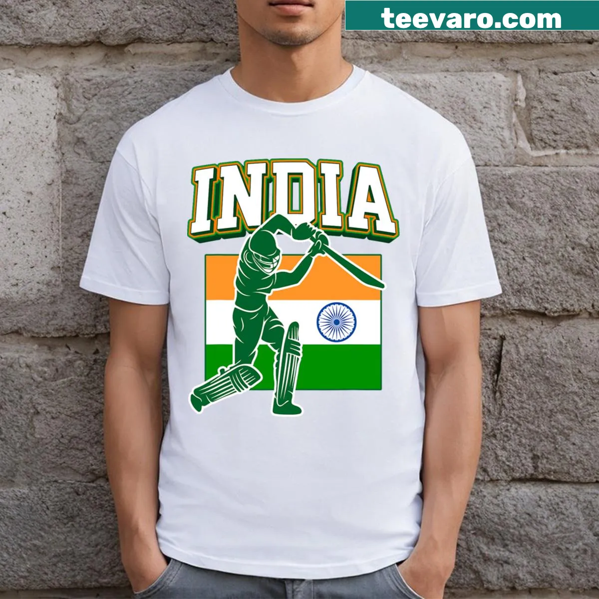 Illustration of cricket-themed graphics for Indian cricket fans — on a men's t-shirt