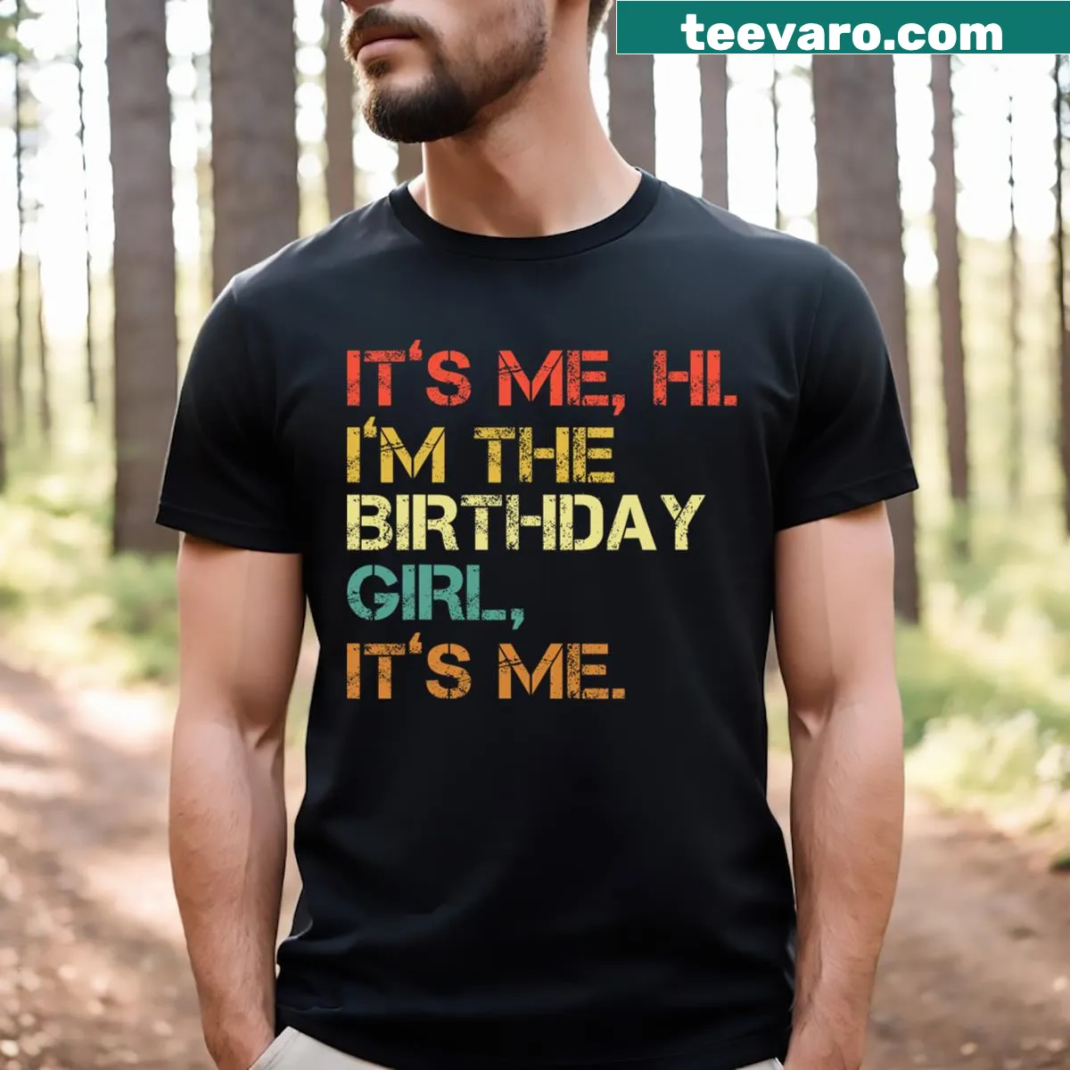 Retro Birthday Girl graphic with playful text — on a men's t-shirt