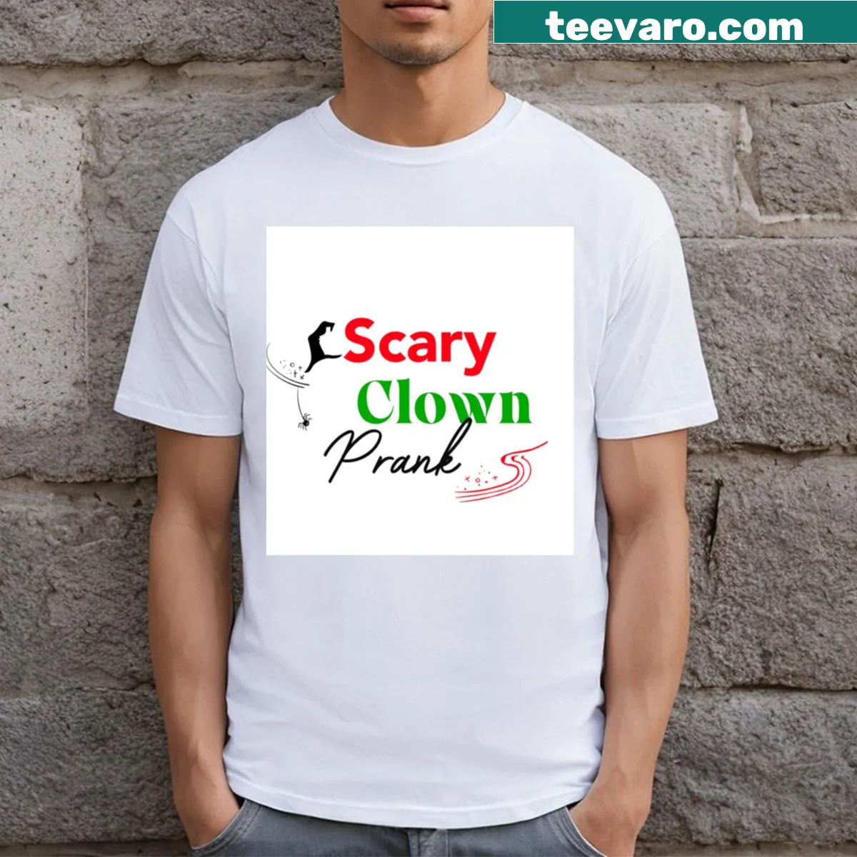 T-shirt featuring a playful Jack Russell Terrier design. — on a men's t-shirt