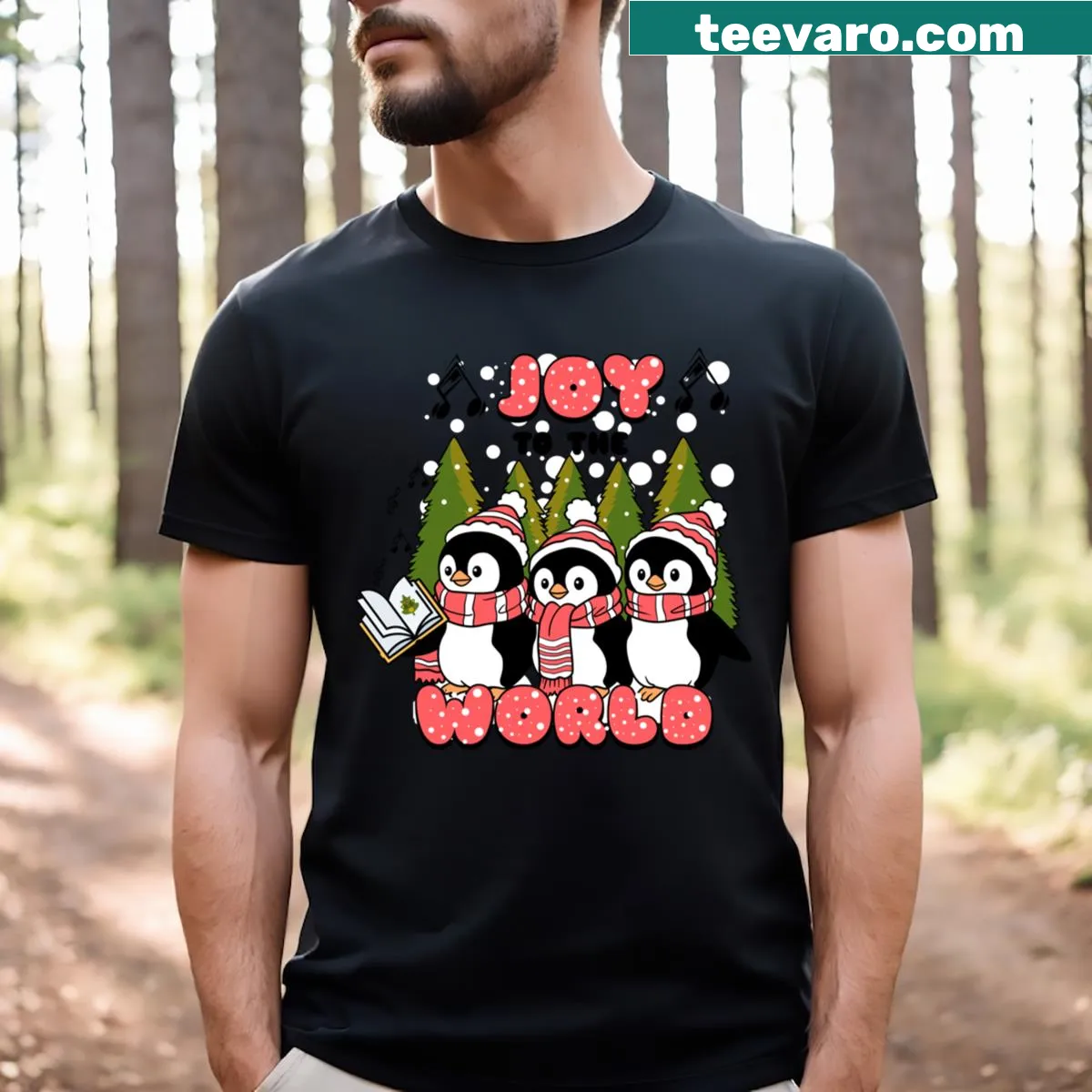 Heartwarming Christmas graphic with text Joy To The World — on a men's t-shirt