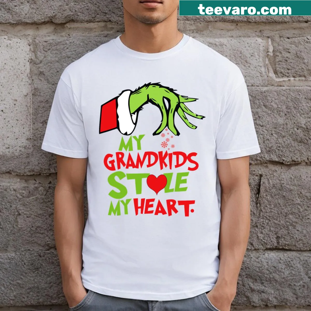 Funny grandkids Christmas t-shirt with heartwarming phrase — on a men's t-shirt