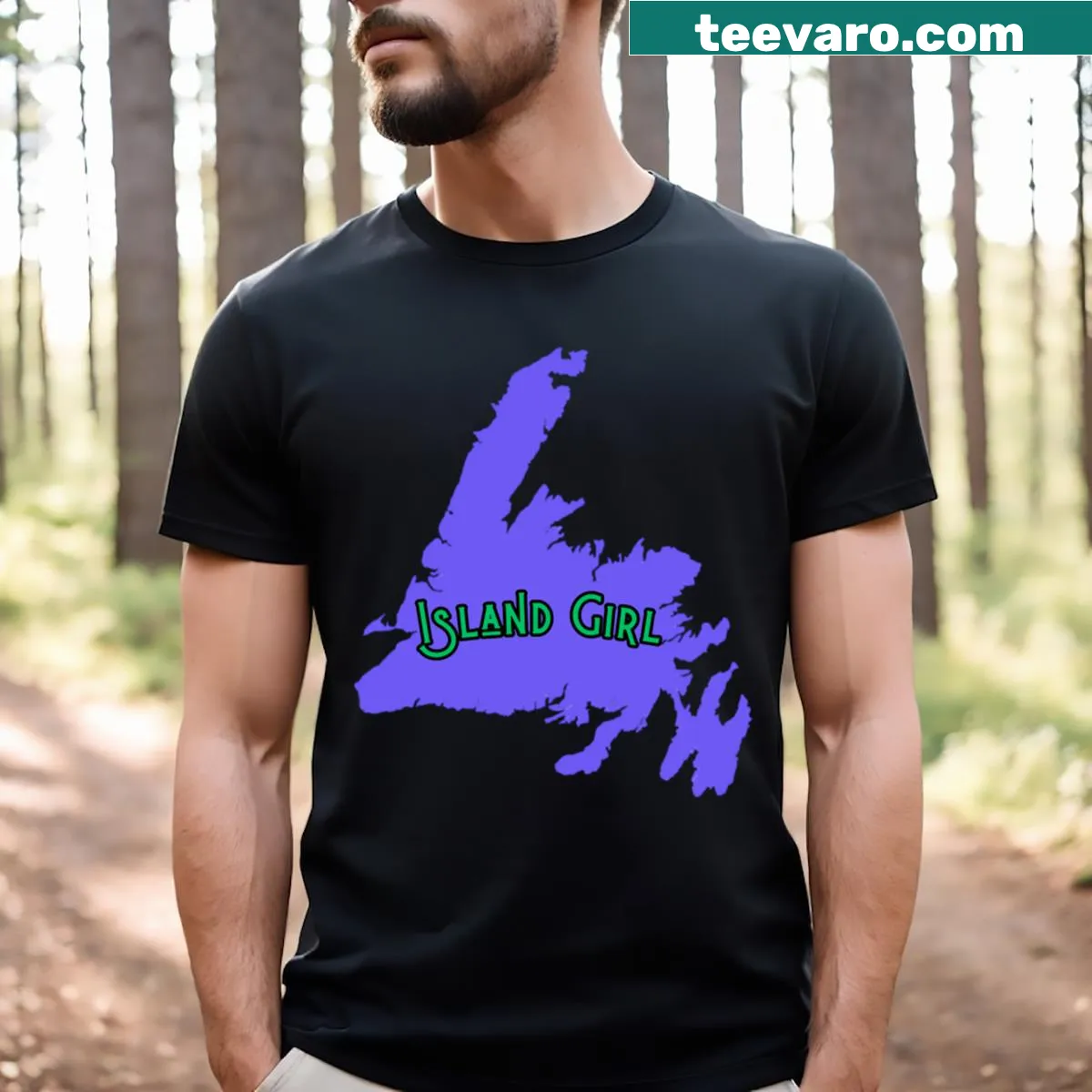 Newfoundland Girl Island Girl t-shirt with loving phrase — on a men's t-shirt