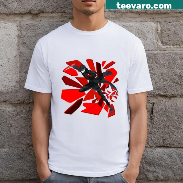 Illustrated Joker from Persona 5 on t-shirt