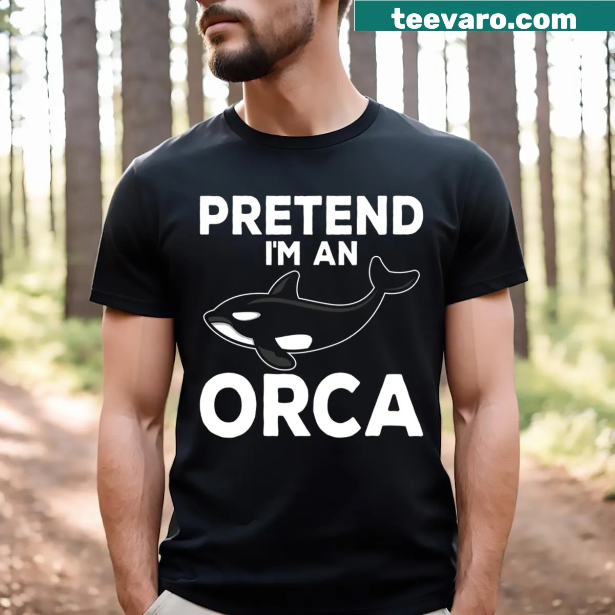 Cute orca whale illustration on a playful t-shirt — on a men's t-shirt
