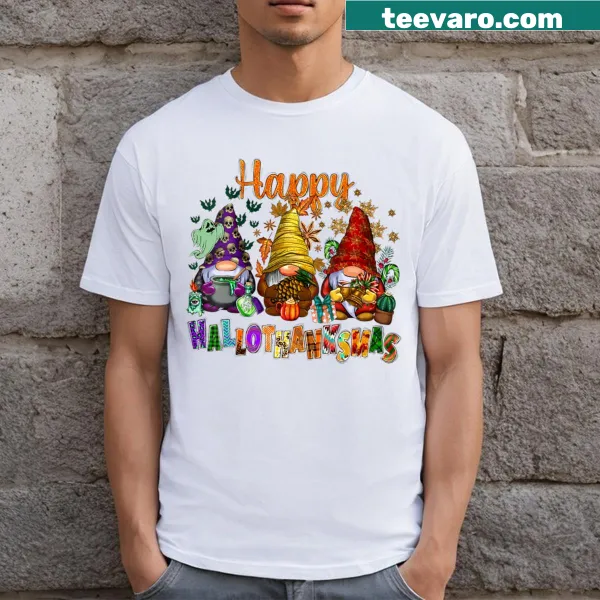 Whimsical Pumpkin Gnomes T-shirt for Halloween and Thanksgiving