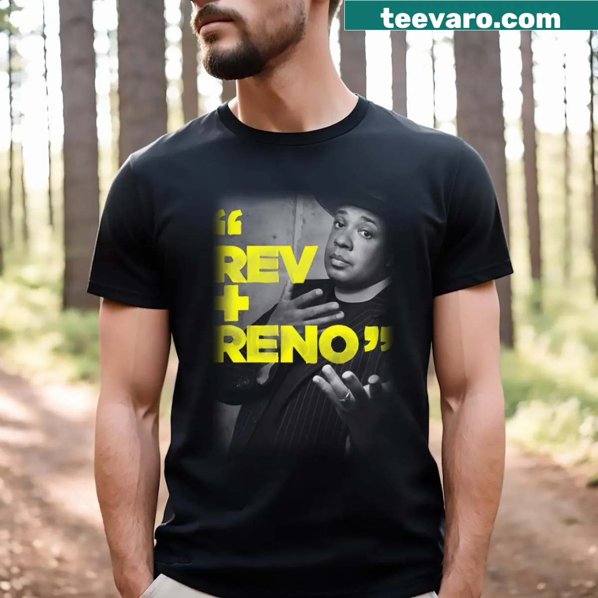 Typography design celebrating renovation work on a t-shirt — on a men's t-shirt